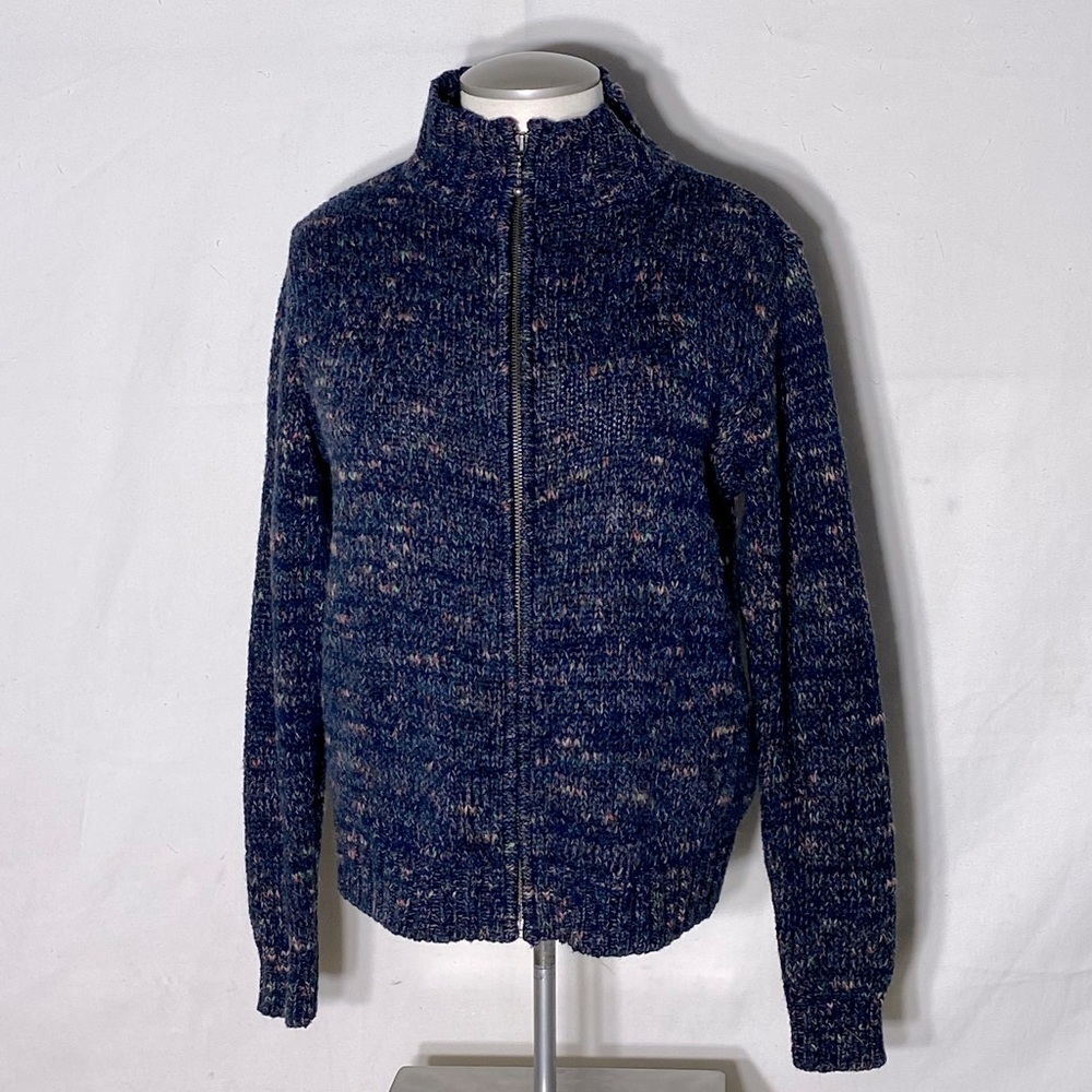 Vintage Sonoma Jean Company Navy Blue Confetti Knit Full Zip Mock Neck S